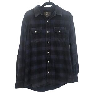Timberland Flannel Plaid Shirt Men's Blue Black Button Down Regular Fit Gorp S/P